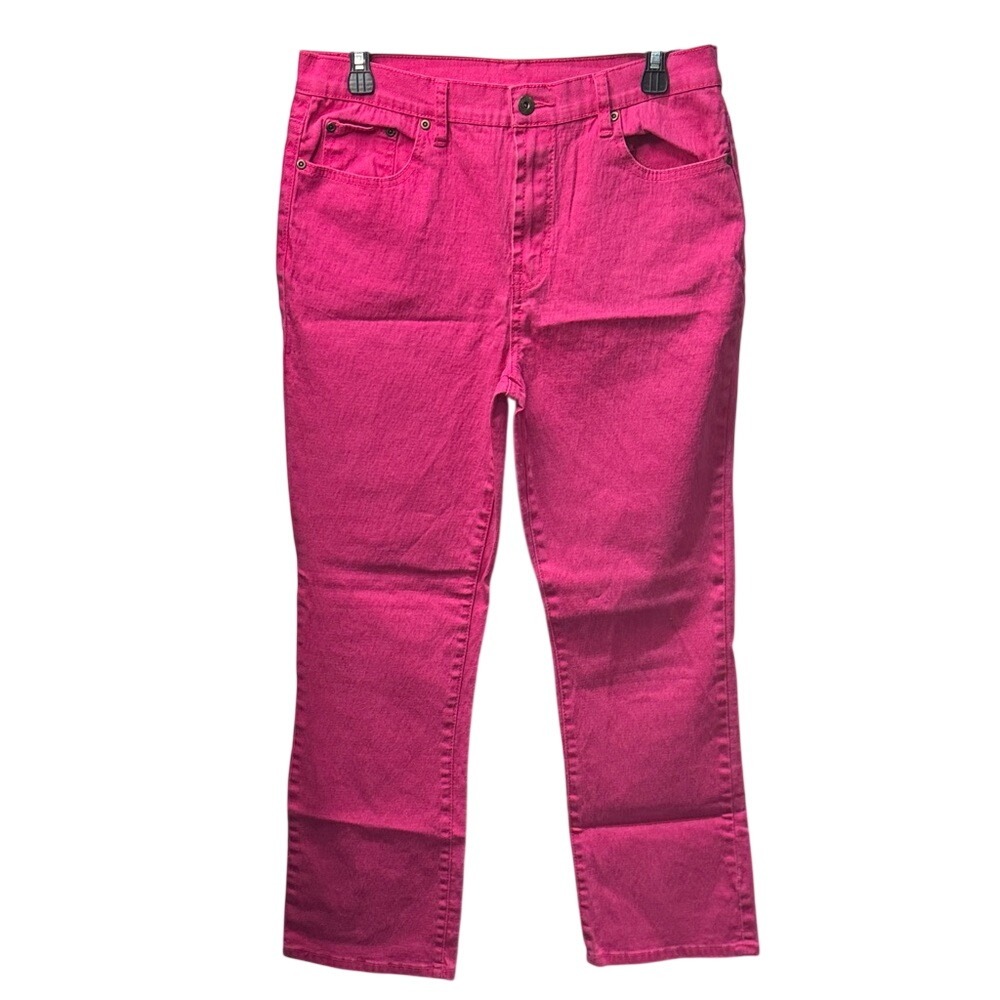 DG2 by Diane Gilman Womens Hot Pink Straight Leg Pants Size 10 5-Pocket Denim